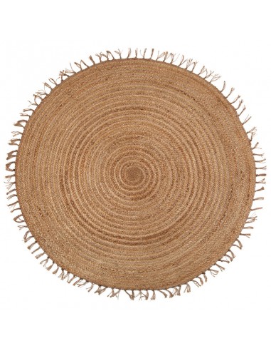 Tapis jute rond avec fines franges ABHA