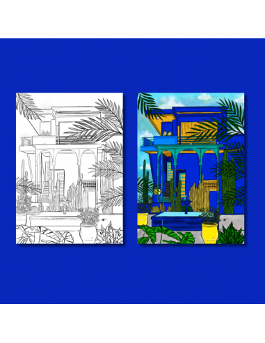 Coloriage à imprimer - Jardin Majorelle  (téléchargement numérique)