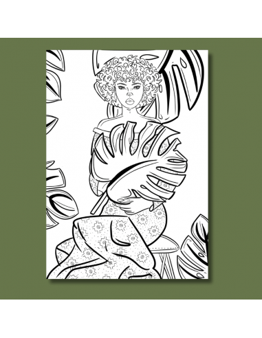 Coloriage à imprimer - Modern Mermaid 2  (téléchargement numérique)