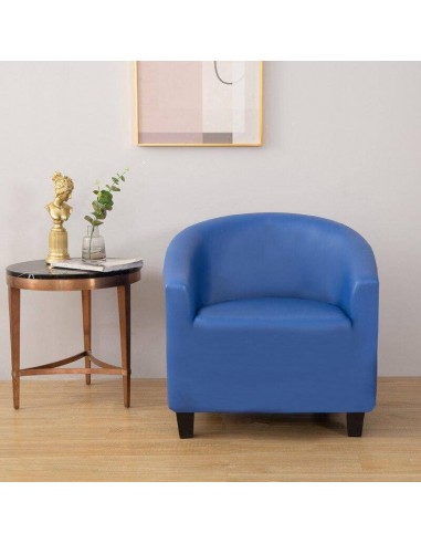 Housse de Fauteuil Crapaud en Simili Cuir - Bleu