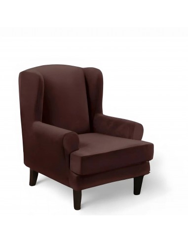 Housse de Fauteuil à Oreilles en Velours - Brun