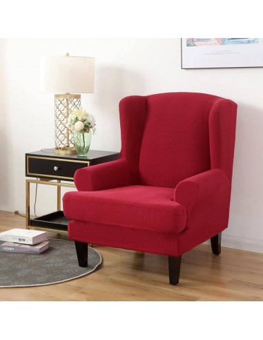 Housse de Fauteuil à Oreilles en Jacquard - Rouge