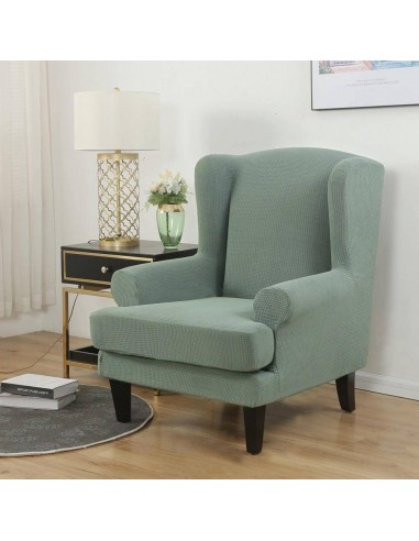 Housse de Fauteuil à Oreilles en Jacquard - Vert Sauge