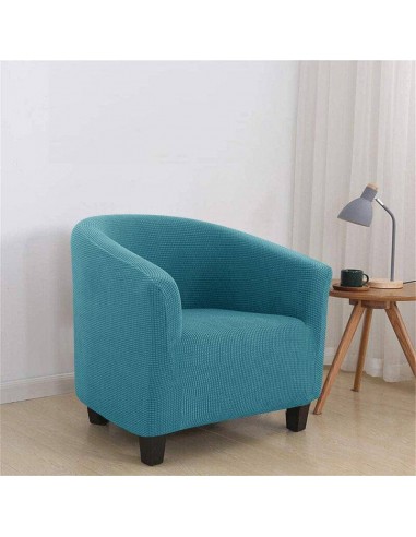 Housse de Fauteuil Crapaud en Jacquard - Bleu Canard