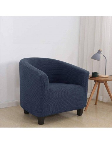 Housse de Fauteuil Crapaud en Jacquard - Bleu Marine