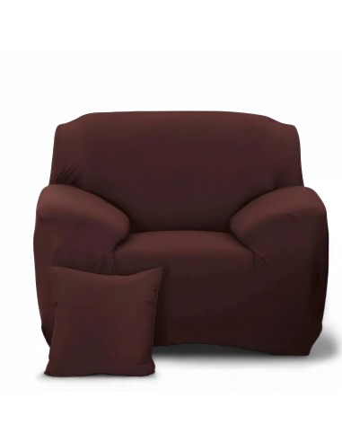 Housse de fauteuil classique lisse - Brun