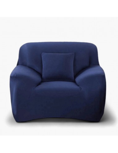 Housse de fauteuil classique lisse - Bleu Marine