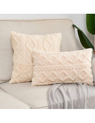 Housse de coussin côtelée - Crème