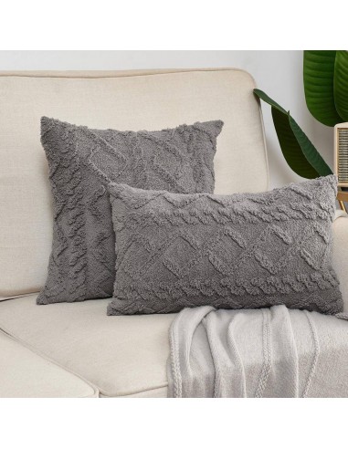 Housse de coussin côtelée - Gris