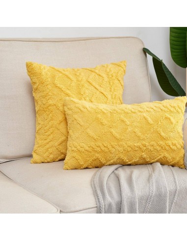 Housse de coussin côtelée - Jaune