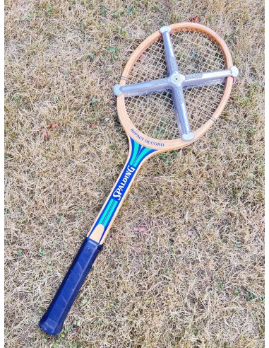 Raquette de tennis vintage en bois Spalding Impact Record avec tendeur Zephyr